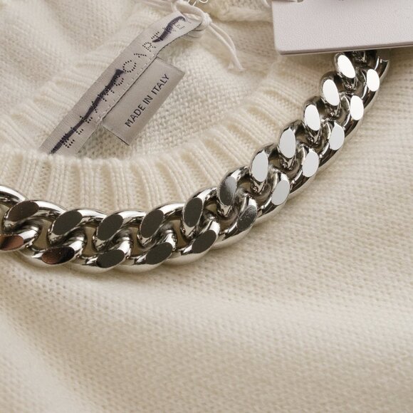 Stella McCartney Falabella Chain Fine-Knit Sweater, Off-White, Size Extra Small - Picture 10 of 10
